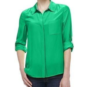 Diane Von Furstenberg green silk blouse